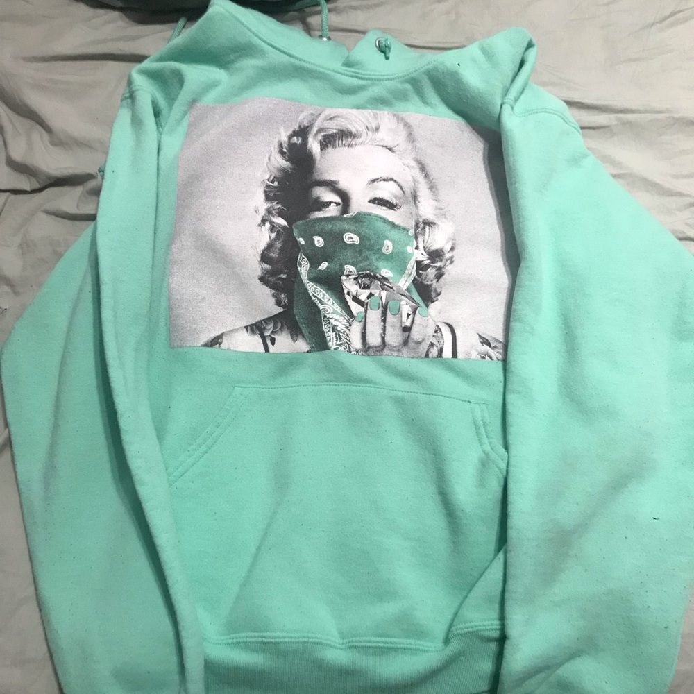 Teal Marilyn Monroe hoodie pullover